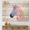 Designart - Portrait of Rainbow Zebra - Farmhouse Print on Natural Pine Wood